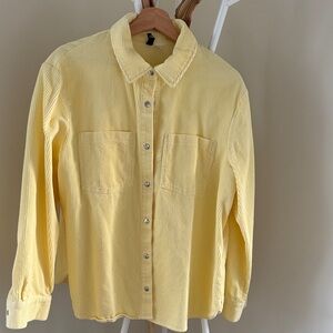 Yellow Button-Up Shirt Cotton Corduroy